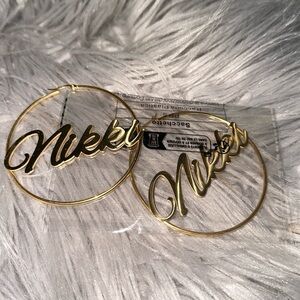 Brand New Personalized Name Hoop Earrings: Name: “Nikki”